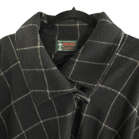 Jimmy Hourihan MOLINA Cashmere Blend Cape Cloak One Size Black Checker Wool 13-4 - Picture 2 of 9